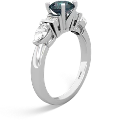 Alexandrite 6Mm Round Eternal Embrace Engagement 14K White Gold ring R2005