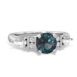 Alexandrite 6Mm Round Eternal Embrace Engagement 14K White Gold ring R2005