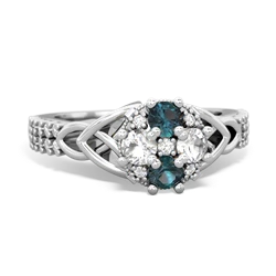 Alexandrite Celtic Knot Cluster Engagement 14K White Gold ring R26443RD