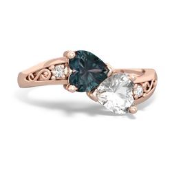 Alexandrite Snuggling Hearts 14K Rose Gold ring R2178