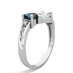 Alexandrite Snuggling Hearts 14K White Gold ring R2178