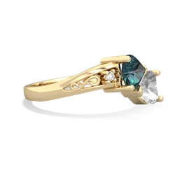 Alexandrite Snuggling Hearts 14K Yellow Gold ring R2178