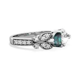 Alexandrite Diamond Butterflies 14K White Gold ring R5601