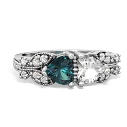 Alexandrite Diamond Butterflies 14K White Gold ring R5601