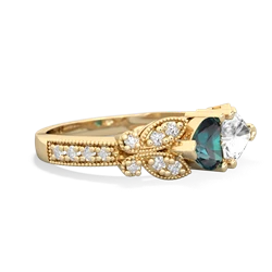 Alexandrite Diamond Butterflies 14K Yellow Gold ring R5601