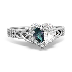 Alexandrite Celtic Knot Two Hearts As One 14K White Gold ring R2644HRT