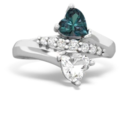 Alexandrite Heart To Heart 14K White Gold ring R2064