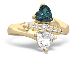 Alexandrite Heart To Heart 14K Yellow Gold ring R2064