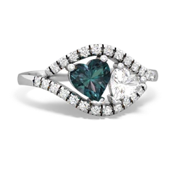 Alexandrite Mother And Child 14K White Gold ring R3010