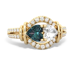 Alexandrite Art-Deco Keepsake 14K Yellow Gold ring R5630