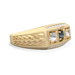 Alexandrite Three Stone Tire Tread Men's 14K Yellow Gold ring R0520