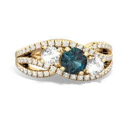 Alexandrite Three Stone Aurora 14K Yellow Gold ring R3080