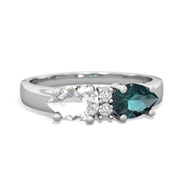 Alexandrite Pear Bowtie 14K White Gold ring R0865