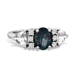 Alexandrite Antique Style Three Stone 14K White Gold ring R2186