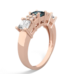 Alexandrite Three Stone Diamond Cluster 14K Rose Gold ring R2592