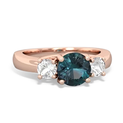 Alexandrite Three Stone Round Trellis 14K Rose Gold ring R4018