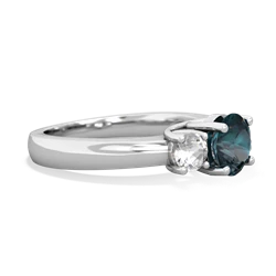 Alexandrite Three Stone Round Trellis 14K White Gold ring R4018