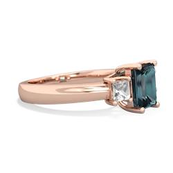 Alexandrite Three Stone Emerald-Cut Trellis 14K Rose Gold ring R4021