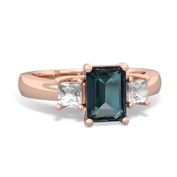 Alexandrite Three Stone Emerald-Cut Trellis 14K Rose Gold ring R4021