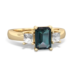 Alexandrite Three Stone Emerald-Cut Trellis 14K Yellow Gold ring R4021