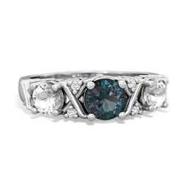 Alexandrite Hugs And Kisses 14K White Gold ring R5016