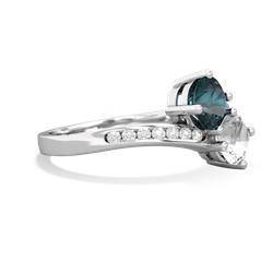 Alexandrite Channel Set Two Stone 14K White Gold ring R5303