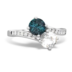 Alexandrite Channel Set Two Stone 14K White Gold ring R5303