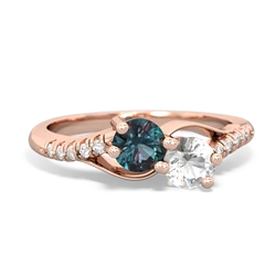 Alexandrite Infinity Pave Two Stone 14K Rose Gold ring R5285