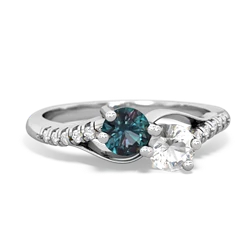 Alexandrite Infinity Pave Two Stone 14K White Gold ring R5285