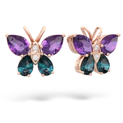 Amethyst Butterfly 14K Rose Gold earrings E2215