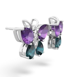 Amethyst Butterfly 14K White Gold earrings E2215