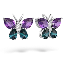 Amethyst Butterfly 14K White Gold earrings E2215