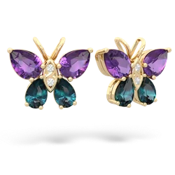 Amethyst Butterfly 14K Yellow Gold earrings E2215