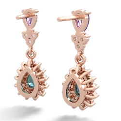 Amethyst Halo Pear Dangle 14K Rose Gold earrings E1882