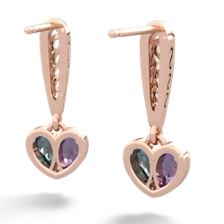 Amethyst Filligree Heart 14K Rose Gold earrings E5070