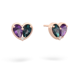 Amethyst 'Our Heart' 14K Rose Gold earrings E5072