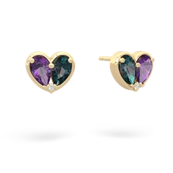 Amethyst 'Our Heart' 14K Yellow Gold earrings E5072