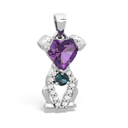 Amethyst Puppy Love 14K White Gold pendant P5800