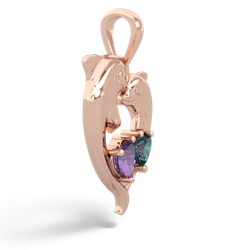 Amethyst Dolphin Heart 14K Rose Gold pendant P5820