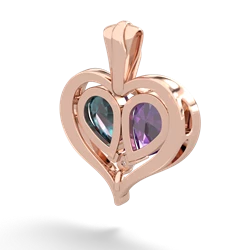 Amethyst Two Become One 14K Rose Gold pendant P5330