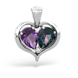 Amethyst Two Become One 14K White Gold pendant P5330