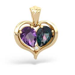 Amethyst Two Become One 14K Yellow Gold pendant P5330