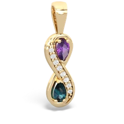 Amethyst Diamond Infinity 14K Yellow Gold pendant P5390