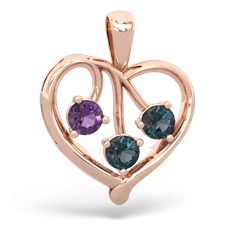 Amethyst Glowing Heart 14K Rose Gold pendant P2233