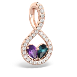 Amethyst Pave Twist 'One Heart' 14K Rose Gold pendant P5360