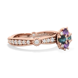 Amethyst Sparkling Tiara Cluster 14K Rose Gold ring R26293RD