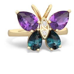 Amethyst Butterfly 14K Yellow Gold ring R2215