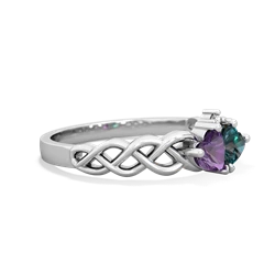 Amethyst Heart To Heart Braid 14K White Gold ring R5870