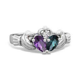 Amethyst 'Our Heart' Claddagh 14K White Gold ring R2388