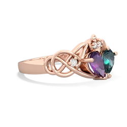 Amethyst 'One Heart' Celtic Knot Claddagh 14K Rose Gold ring R5322